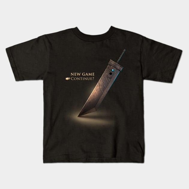 Continue playing - New Game Final Fantasy VII Title Screen - Video Game Kids T-Shirt by BlancaVidal